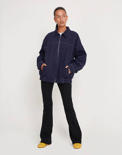 image of Cavitana Jacket in Deep Blue with White Stitch