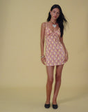 Image of Cecan Mini Dress in Bohemian Batik Maroon Peach