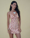 Image of Cecan Mini Dress in Bohemian Batik Maroon Peach