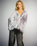 Image of Cecelia Ruffle Detail Blouse in Distorted Animal Print