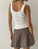 Image of Celina Puffball Mini Skirt in Dark Brown Tailoring