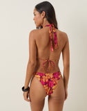 Image of Farida Bikini Bottom in Sketchy Hibiscus Burgundy
