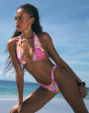 Image of Farida Bikini Bottom in Pink Holiday Floral