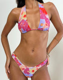 Image of Cerry Bikini Top in Pink Holiday Floral