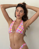 Image of Cerry Bikini Top in Pink and Yellow Check