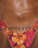 Image of Farida Bikini Bottom in Sketchy Hibiscus Burgundy