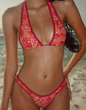 Image of Cerry Bikini Top in Floral Fun Orange with Contrast Binding