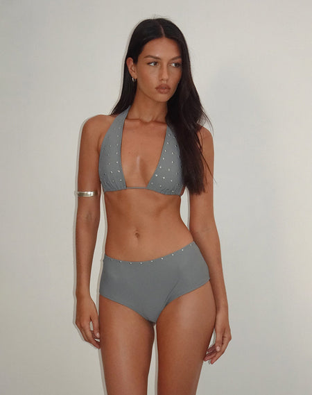 CERRY BIKINI TOP W STUDS CHARCOAL A0610