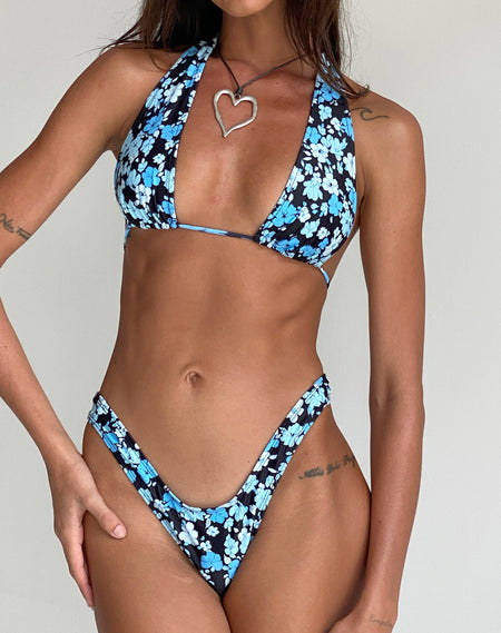 Lentra Broderie Trim Bikini Bottom in Midnight Blue