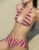 Image of Cerry Bikini Top with Bead in Horizontal Mix Stripe