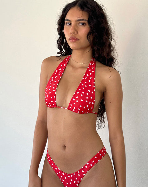 Image of Cerry Bikini Top in Red White Heart