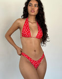 Image of Farida Bikini Bottom in Red with White Hearts