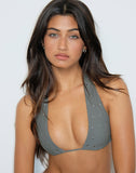 Image of Cerry Bikini Top in Charcoal with Studs