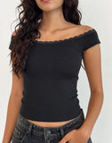 Image of Chacha Top in Black Rib Lace