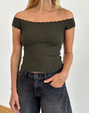 Image of Chacha Top in Olive Rib Lace