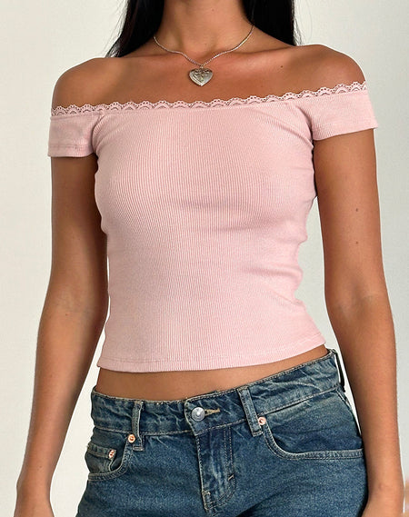 Aksa Halterneck Top in Lace Withered Rose