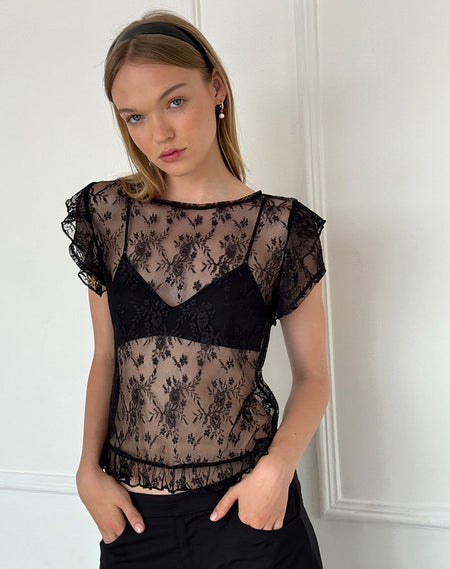 Nova Top in Black Queen of Heart Flock