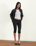 Image of Chantira Fold Over Capri Trousers in Slinky Black