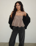 Image of Charlita Frill Cami Top in Mini Gingham Brown