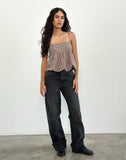 Image of Charlita Frill Cami Top in Mini Gingham Brown