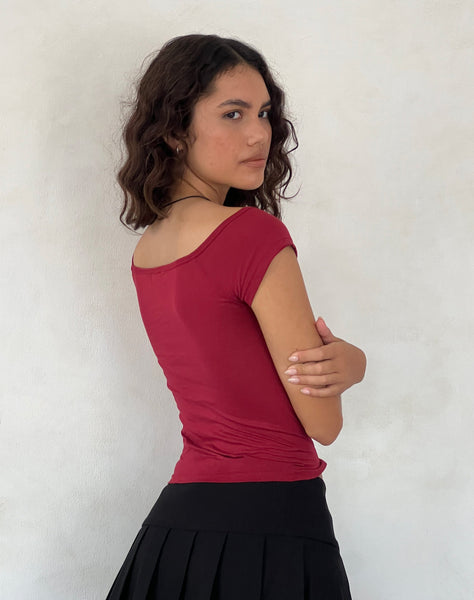 Image of Charya Off The Shoulder Top in Adrenaline Red