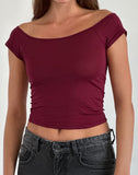 Image of Charya Off Shoulder Top in Burgundy