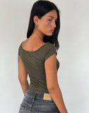 Image of Charya Off The Shoulder Top in Olive