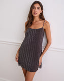 Image of Cheria Mini Dress in Shimmer Plisse Brown