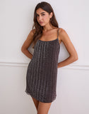 Image of Cheria Mini Dress in Shimmer Plisse Brown