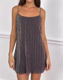 Image of Cheria Mini Dress in Shimmer Plisse Brown