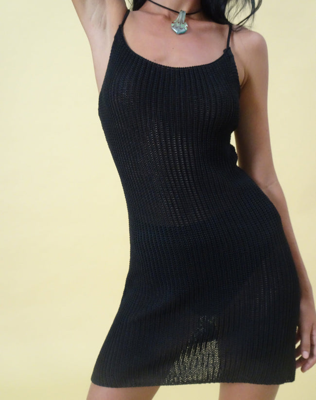 Image of Chiara Knitted Midi Dress in Black