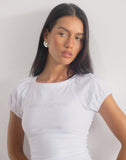 Image of Chihiro Puff Sleeve Baby Tee in White Who Cares