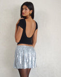 Image of Chima Mini Skirt in Sequin Silver Chrome