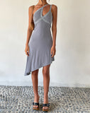 image of MOTEL X JACQUIE Chrissy Asymmetric Mini Dress in Slinky Grey