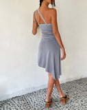 image of MOTEL X JACQUIE Chrissy Asymmetric Mini Dress in Slinky Grey