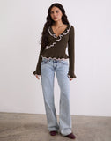 Image of Christella Top in Dark Chocolate with Pink