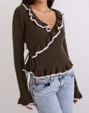 Image of Christella Top in Dark Chocolate with Pink