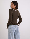 Image of Christella Top in Dark Chocolate with Pink
