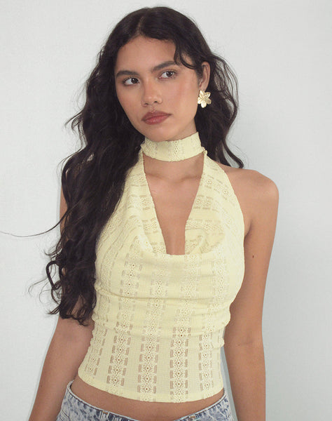 Image of Chupa Top in Broderie Flower Lace Lemon