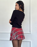 Image of Cida Small Pleat Mini Skirt in Red Check