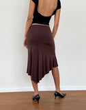 Image of Cinta Low Rise Midi Skirt in Chocolate