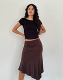 Image of Cinta Low Rise Midi Skirt in Chocolate