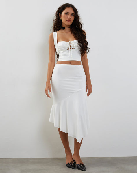 Image of Cinta Low Rise Midi Skirt in Ivory