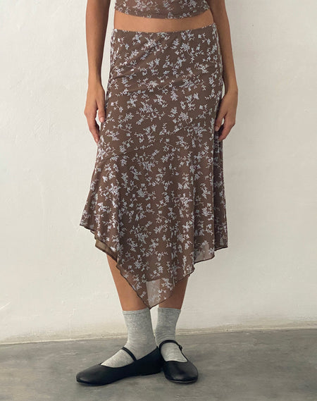 Clarita Midi Skirt in Botanical Shadow Brown