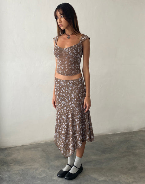 Image of Cinta Low Rise Midi Skirt in Botanist Flock Dark Taupe