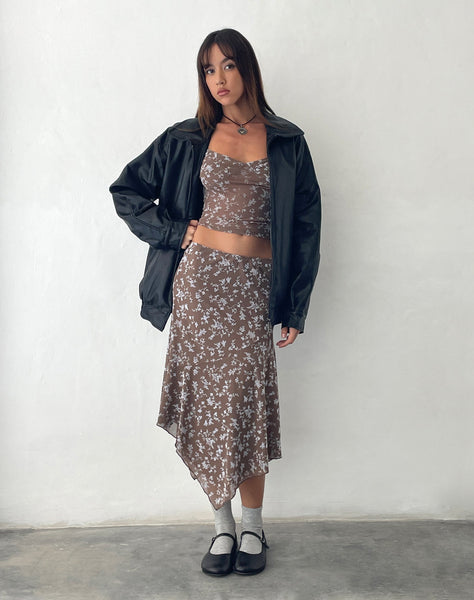 Image of Cinta Low Rise Midi Skirt in Botanist Flock Dark Taupe