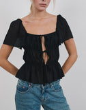 Image of Cintan Tie Front Top in Black