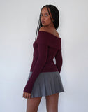 Image of Circe Knitted Bardot Jumper in Burgundy