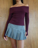 Image of Circe Knitted Bardot Jumper in Burgundy