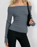 Image of Circe Knitted Bardot Jumper in Grey